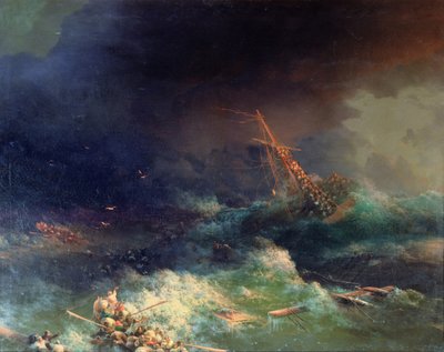 Das Unglück des Linienschiffs Ingermanland bei Skagerrake nahe Norwegen am 30. August 1842 von Ivan Konstantinovich Aivazovsky